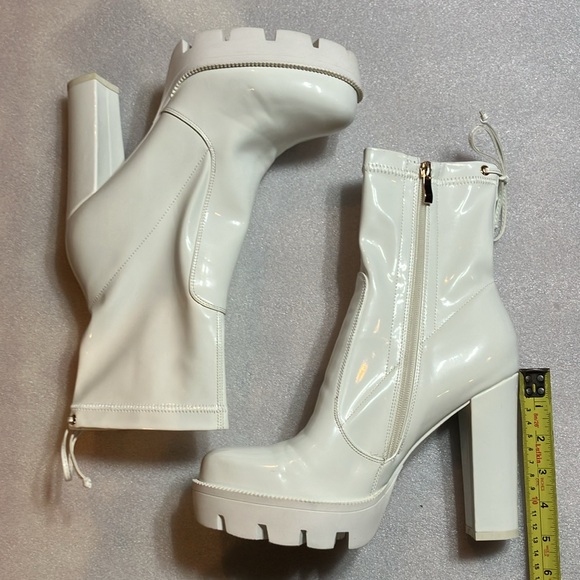 Azalea Wang white patent lug sole platform booties. Unworn. - Picture 2 of 7